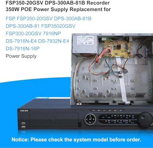 S-Union Upgraded FSP350-20GSV DPS-300AB-81B 350W POE VCR Power Supply Compatible with FSP FSP350-20GSV DPS-300AB-81 FSP35020GSV FSP300-20GSV 7916NP DS-7916N-E4 DS-7916N-16P Recorder Power Supply|B0DP8LPLRL
