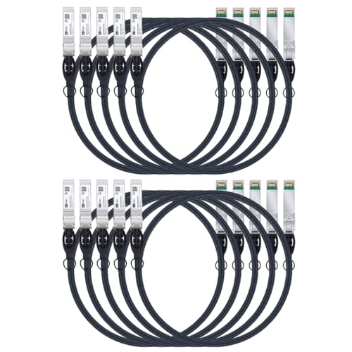 H!Fiber 2 Pack SFP+ Cable, 10G SFP+ DAC, 0.5M(1.64ft), Passive Direct Attach Copper Twinax Cable for Cisco SFP-H10GB-CU0.5M, Ubiquiti UniFi UC-DAC-SFP+, Meraki, Mikrotik, Intel, Fortinet, Netgear|B09K7DZD6N