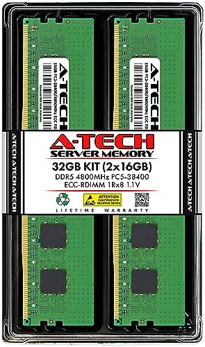 A-Tech 32GB Kit (2x16GB) RAM for Dell PowerEdge HS5620, MX760c, R660xs, R6625, R760, R760xa, R760xs, R7615, T560, XE8640 | DDR5 4800MHz PC5-38400 EC8 RDIMM 1Rx8 ECC Registered Server Memory Upgrade|B0CG7QPK5S