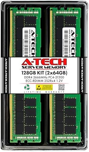A-Tech 64GB Kit (2x32GB DDR4 2133MHz PC4-17000 ECC RDIMM 2Rx4 Dual Rank 1.2V ECC Registered DIMM 288-Pin Server & Workstation RAM Memory Upgrade Modules (A-Tech Enterprise Series