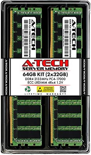 A-Tech 64GB Kit (2x32GB DDR4 2400MHz PC4-19200 ECC LRDIMM 4Rx4 Quad Rank 1.2V Load Reduced DIMM 288-Pin Server RAM Memory Upgrade Modules (A-Tech Enterprise Series