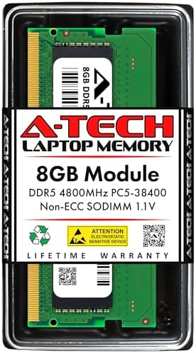 A-Tech 32GB Kit (2x16GB DDR5 4800MHz PC5-38400 CL40 SODIMM 1.1V Non-ECC Unbuffered SO-DIMM 262-Pin Laptop Computer RAM Memory Upgrade Modules