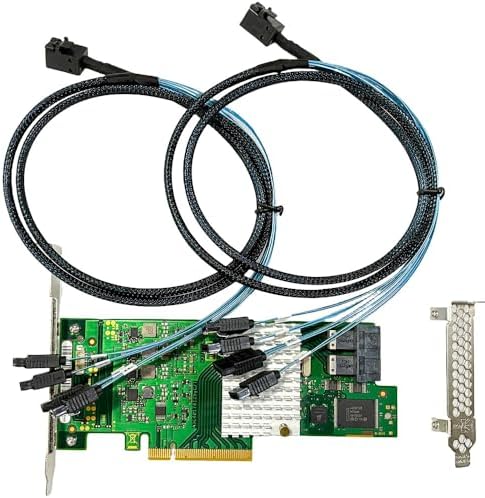 SAS HBA Card Compatible with LSI 9300-8i IT Mode & D3307 PCIe SATA Expansion Card, 8-Port 12Gbps PCIe 3.0, SAS Expander Support, HBA Controller with 2X SFF-8643 to 4X SATA Cables for TrueNAS unRAID|B0FYX6V57P