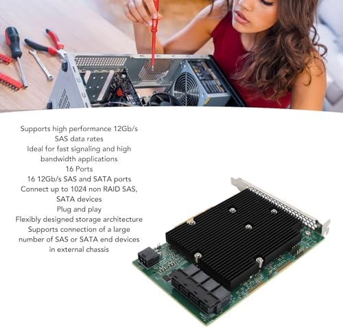 LSI HBA Raid Controllers, LSI SAS 9300 16I HBA Card 12Gbps 16 SATA SAS Port HBA Controller Card for for Linux for VMware for Freebsd