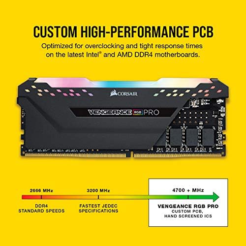 CORSAIR Vengeance RGB PRO DDR4 RAM 32GB (2x16GB) 3200MHz CL16-20-20-38 1.35V Intel AMD Desktop Computer Memory - Black (CMW16GX4M2C3200C16)|B081XWLQKS