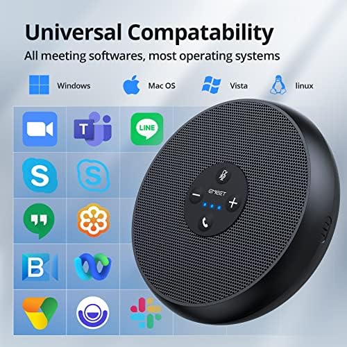 EMEET Conference Speakerphone M0 Plus, 4 AI Mics 360° Voice Pickup, Noise Reduction, USB C Speaker, Bluetooth Conference Speaker for 8 People w/Daisy Chain for 16 Compatible with Leading Software|B0BVZLS5GZ