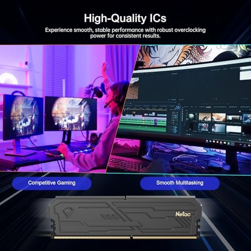 Netac DDR4 DRAM 32GB Kit (2x16GB) 3200MHz XMP 2.0 Dual Channel RAM CL16 (PC4-25600) 1.35V 288-Pin Upgraded Aluminum Heat Sink Ideal for Gaming Computer Upgrade - Shadow III Series Black|B0G1MMT6FQ