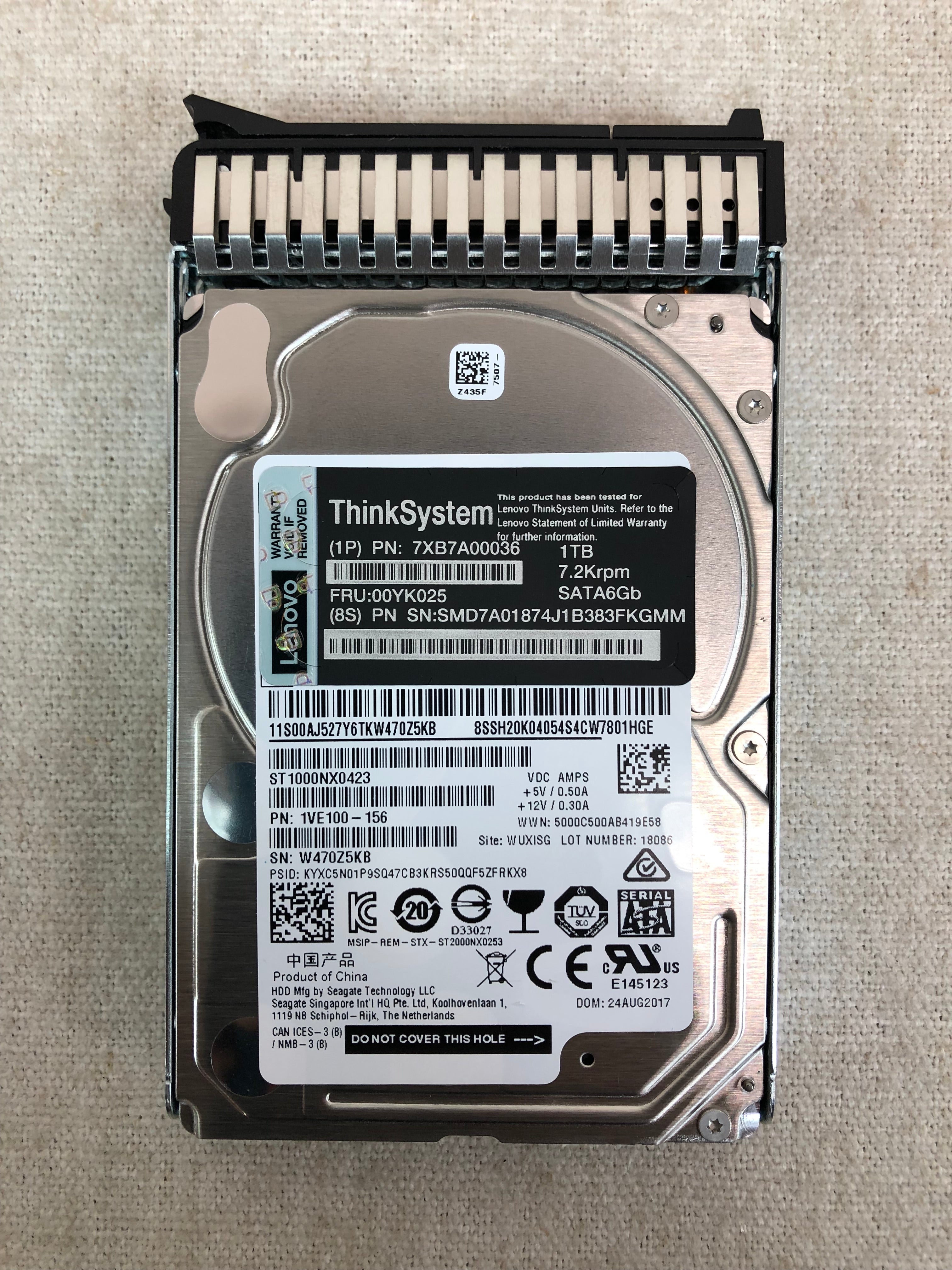 IBM Lenovo 00YK025 1TB 7.2k 6Gb/s 2.5” SATA Hard Drive