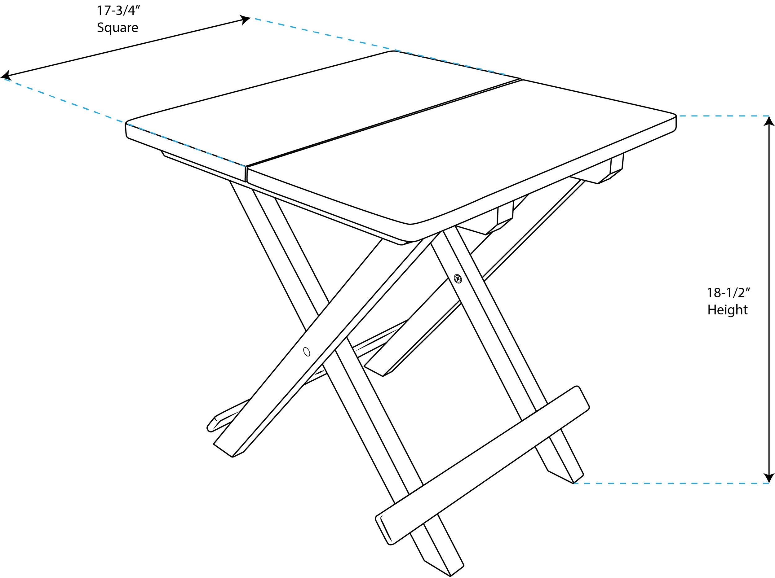Whitecap 60031 Solid Top Folding Tray Table