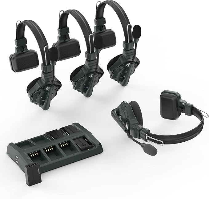 Hollyland Solidcom C1 4-Person Full-Duplex Wireless Intercom Headset System 1000ft