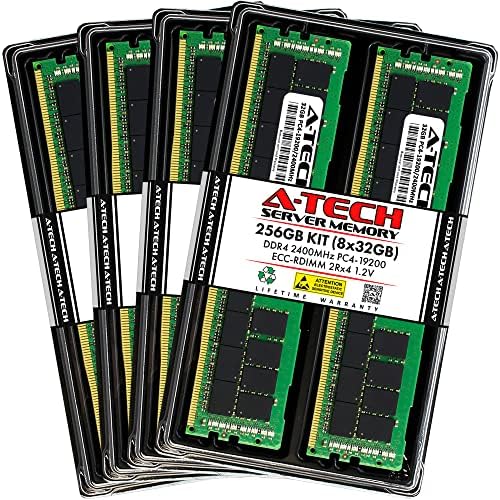 A-Tech 256GB Kit (8x32GB RAM for Dell PowerEdge C4130, FC640, R430, R530, R540, R630, R730, R840, T440, T630, T640 | DDR4 2400MHz PC4-19200 ECC RDIMM 2Rx4 Registered Server Memory Upgrade