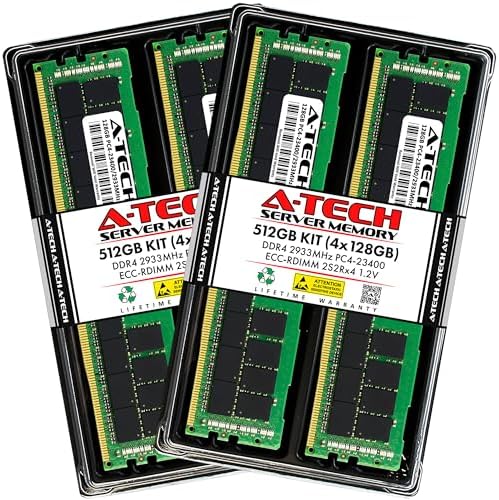 A-Tech 64GB Kit (2x32GB DDR4 2666MHz PC4-21300 ECC RDIMM 2Rx4 Dual Rank 1.2V ECC Registered DIMM 288-Pin Server & Workstation RAM Memory Upgrade Modules (A-Tech Enterprise Series
