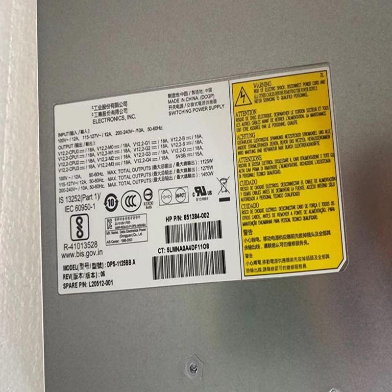 PSU for Z8 G4 1450W Switching Power Supply 851384-001 DPS-1125BB A