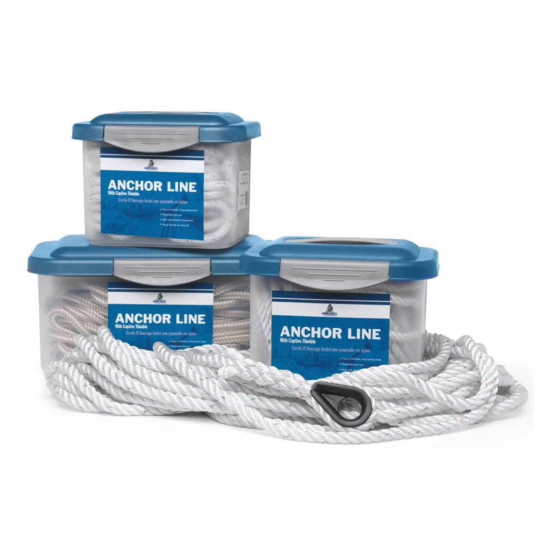 Samson Rope 603 024 015 083 Samson Pro-Set-3 Nylon Anchor Line, White w/ Red & Green Tracers