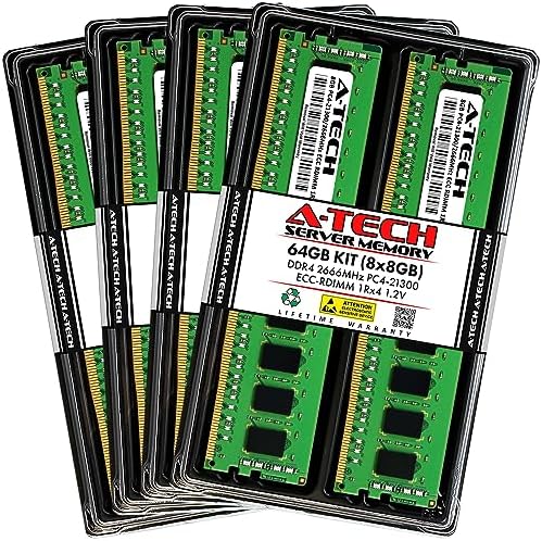 A-Tech 64GB Kit (2x32GB DDR4 2133MHz PC4-17000 ECC RDIMM 2Rx4 Dual Rank 1.2V ECC Registered DIMM 288-Pin Server & Workstation RAM Memory Upgrade Modules (A-Tech Enterprise Series