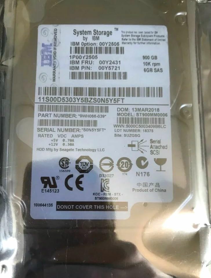 for IBM Storwize V3700 00Y2431 00Y2505 00MJ147 900G 10K SAS 2.5 Hard Drive|B0FQ341S6P