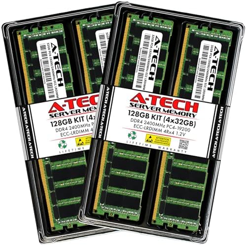 A-Tech 64GB Kit (2x32GB DDR4 2400MHz PC4-19200 ECC LRDIMM 4Rx4 Quad Rank 1.2V Load Reduced DIMM 288-Pin Server RAM Memory Upgrade Modules (A-Tech Enterprise Series
