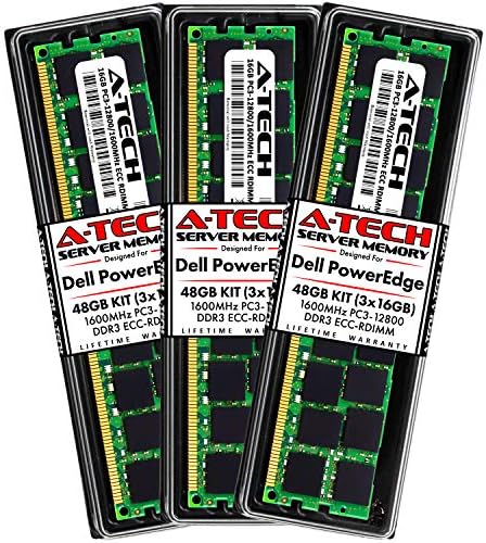 A-Tech 64GB (4x16GB RAM for Dell PowerEdge R320, R420, R420XR, R520, R620, R720, R720XD, R820, R920 | DDR3 1600MHz ECC-RDIMM PC3-12800 2Rx4 1.5V ECC Registered DIMM Server Memory Upgrade Kit