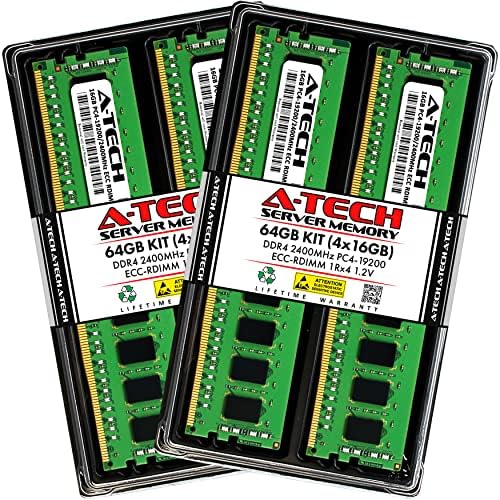 A-Tech 64GB Kit (4x16GB RAM for Dell PowerEdge C4130, FC640, M630, M640, M830, R430, R440, R630, R730, R740, R840 | DDR4 2400MHz PC4-19200 ECC RDIMM 1Rx4 Registered Server Memory Upgrade
