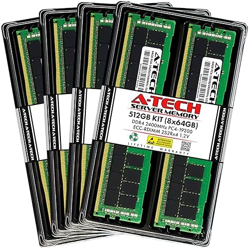 A-Tech 64GB Kit (2x32GB DDR4 2400MHz PC4-19200 ECC RDIMM 2Rx4 Dual Rank 1.2V ECC Registered DIMM 288-Pin Server & Workstation RAM Memory Upgrade Modules (A-Tech Enterprise Series