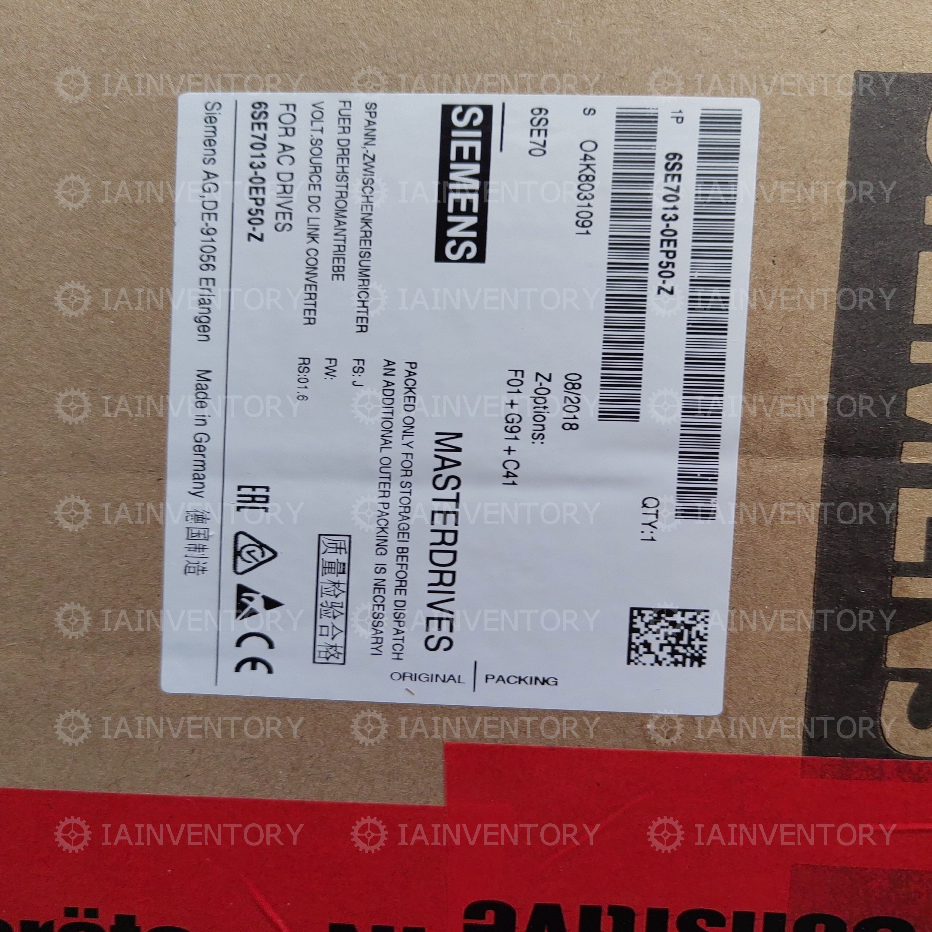Siemens 6SE7013-0EP50-Z Converter 6SE7 013-0EP50-Z