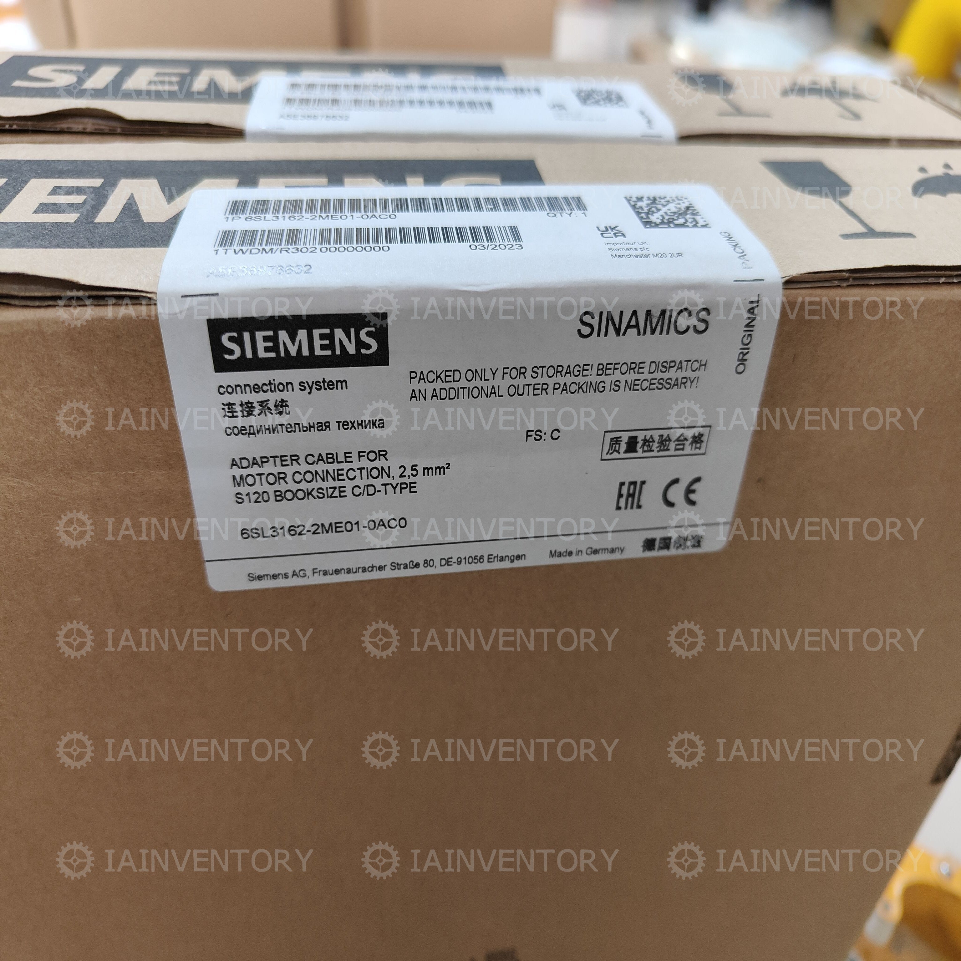 SIEMENS 6SL3162-2ME01-0AC0 SINAMICS S120 C/D Type Adapter Cable