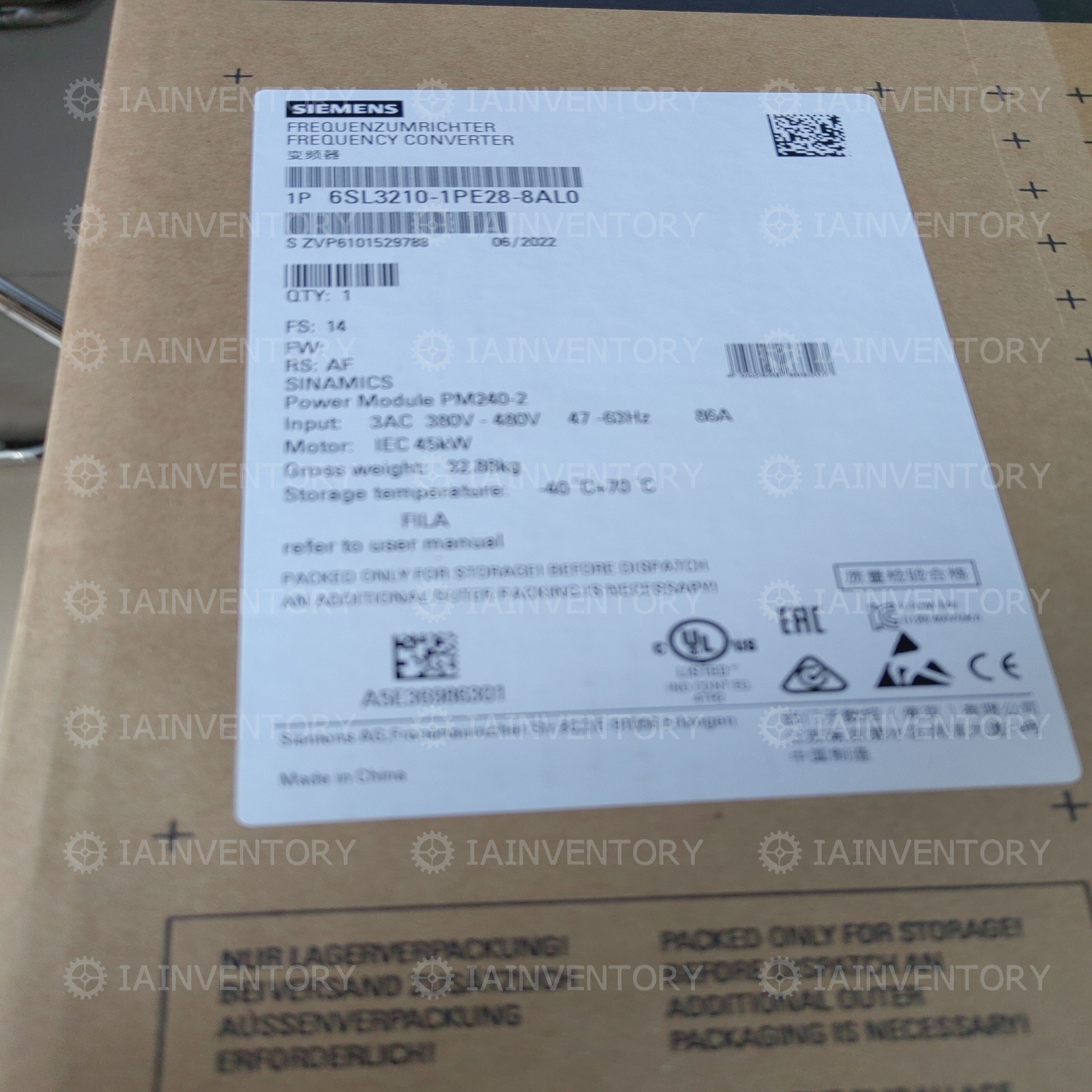 Siemens SINAMICS G120 6SL3210-1PE28-8AL0