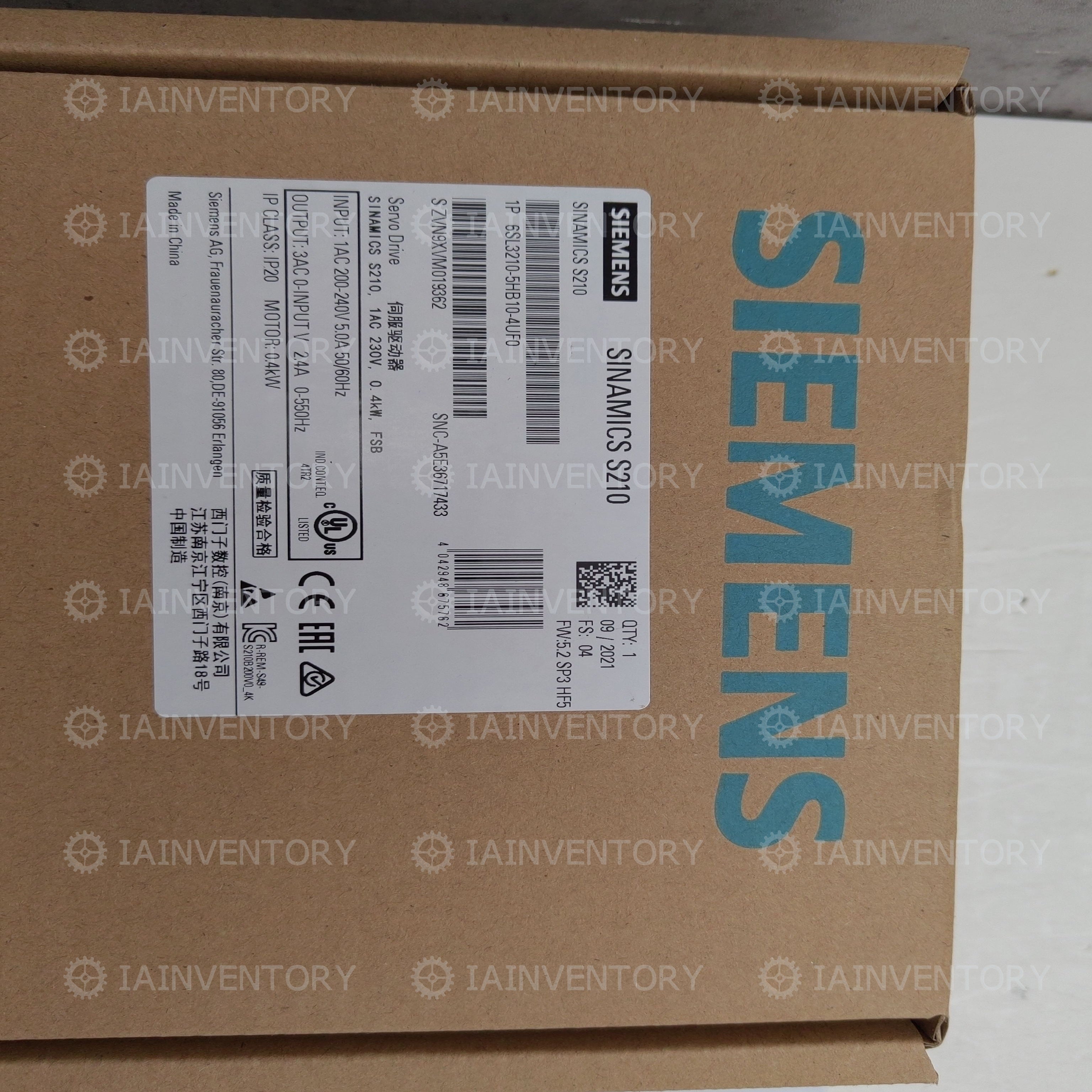 Siemens 6SL3210-5HB10-4UF0, SINAMICS S210, servo converter