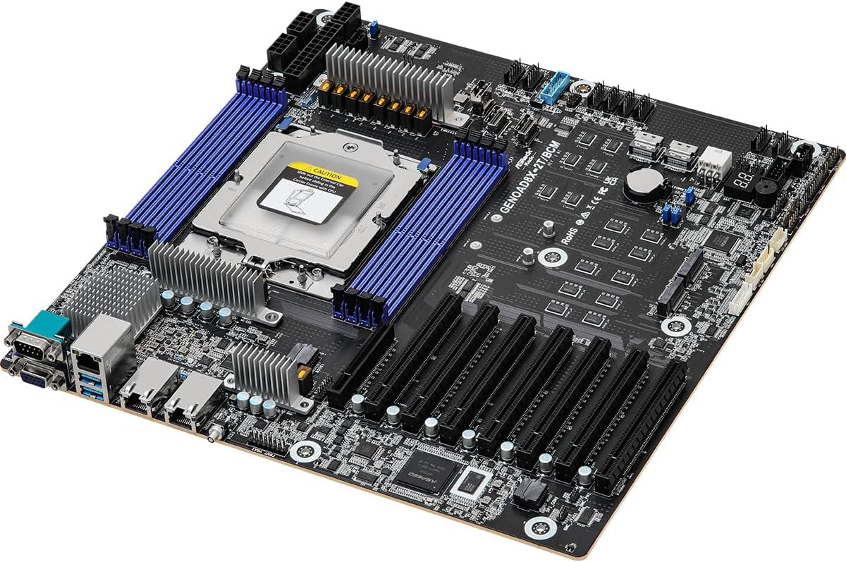 ASRock Rack GENOAD8X-2T/BCM EEB Single Socket SP5 (LGA 6096) AMD EPYC™ 9004 Series Processors 7 PCIe5.0x16 Dual 10G LAN Server Motherboard
