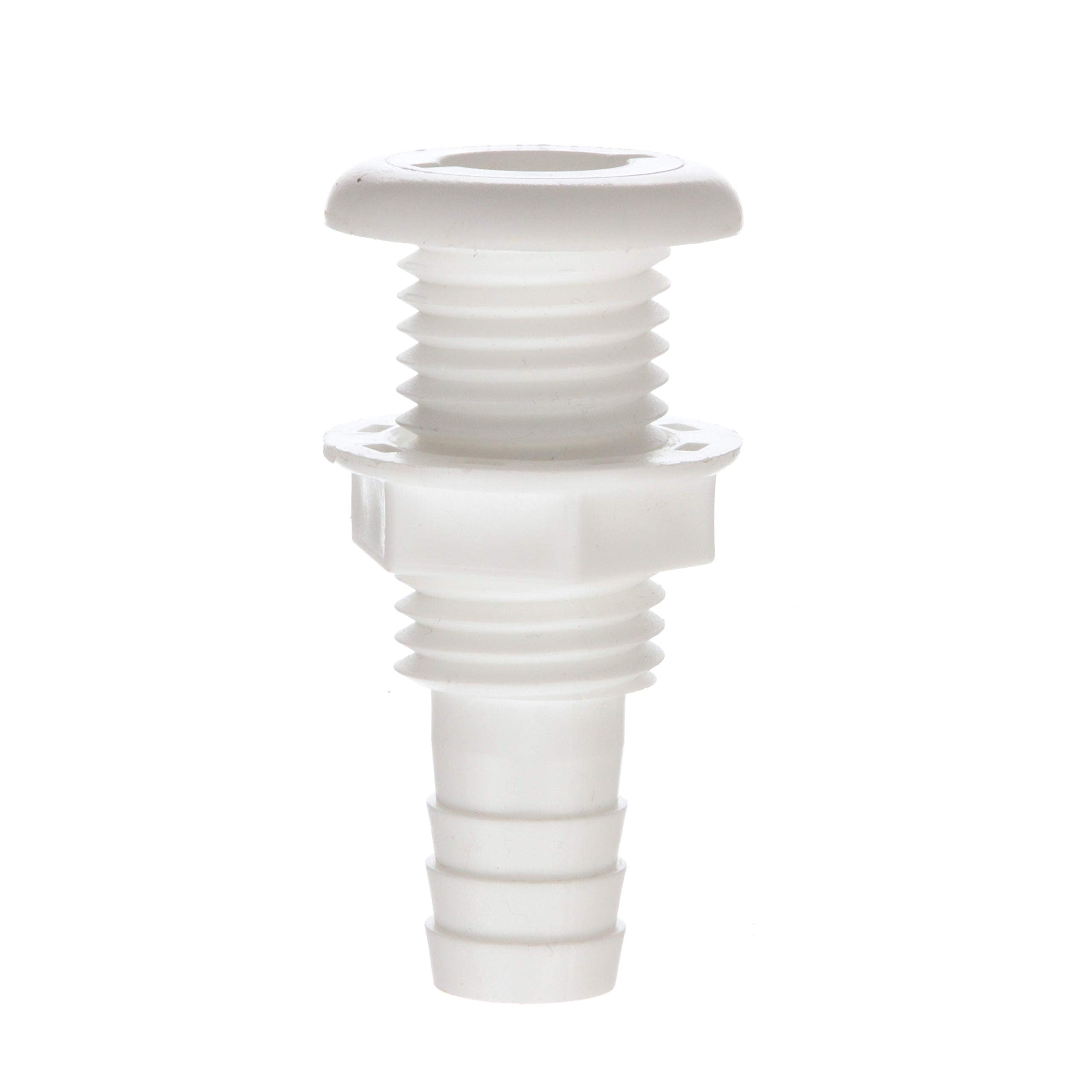 Seachoice 50-18051 Thru-Hull Connector w/ Broad Flange, Fits 3/4 In. ID Hose, 1-1/4 In. Max Hull