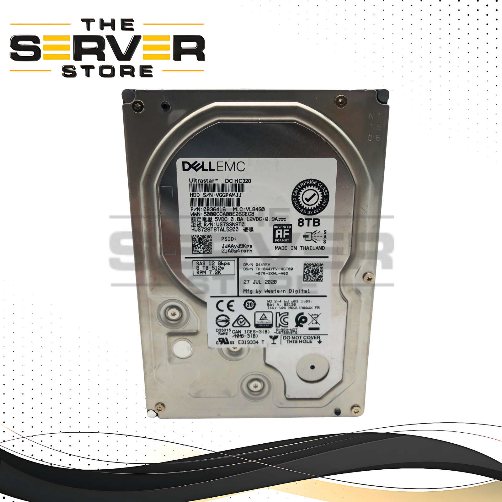 Dell WD Ultrastar DC H320 8TB 7.2K 12Gb/s SAS 3.5" 512e AF HDD 044YFV 44YFV - aloinfousa.com