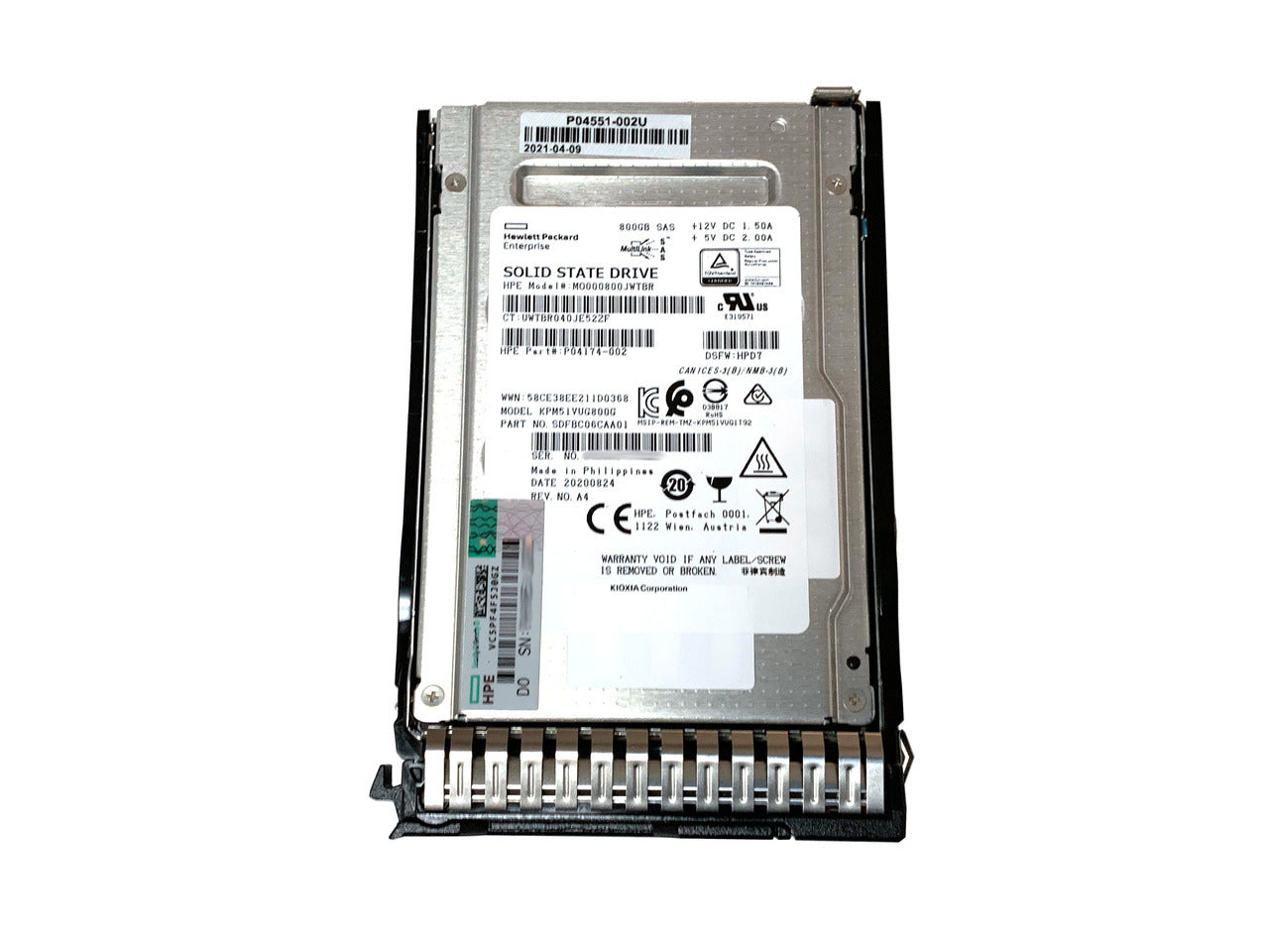 804602-X21 HPE 800GB SATA 6Gbps Read Intensive DS 3.5-Inch Solid State Drive with Smart Carrier Converter
