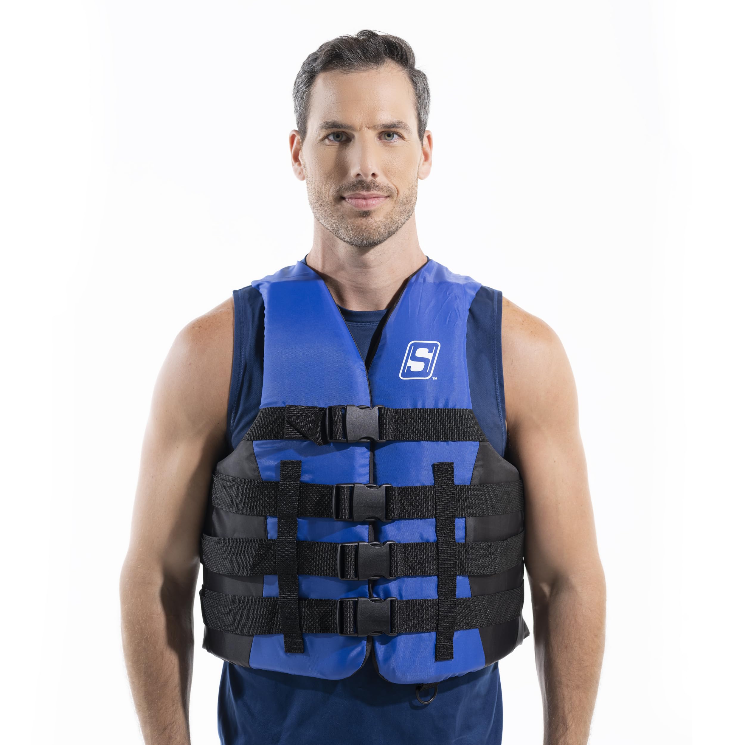 Seachoice 85353 Ski Vest 4 Belt Blue, L/XL