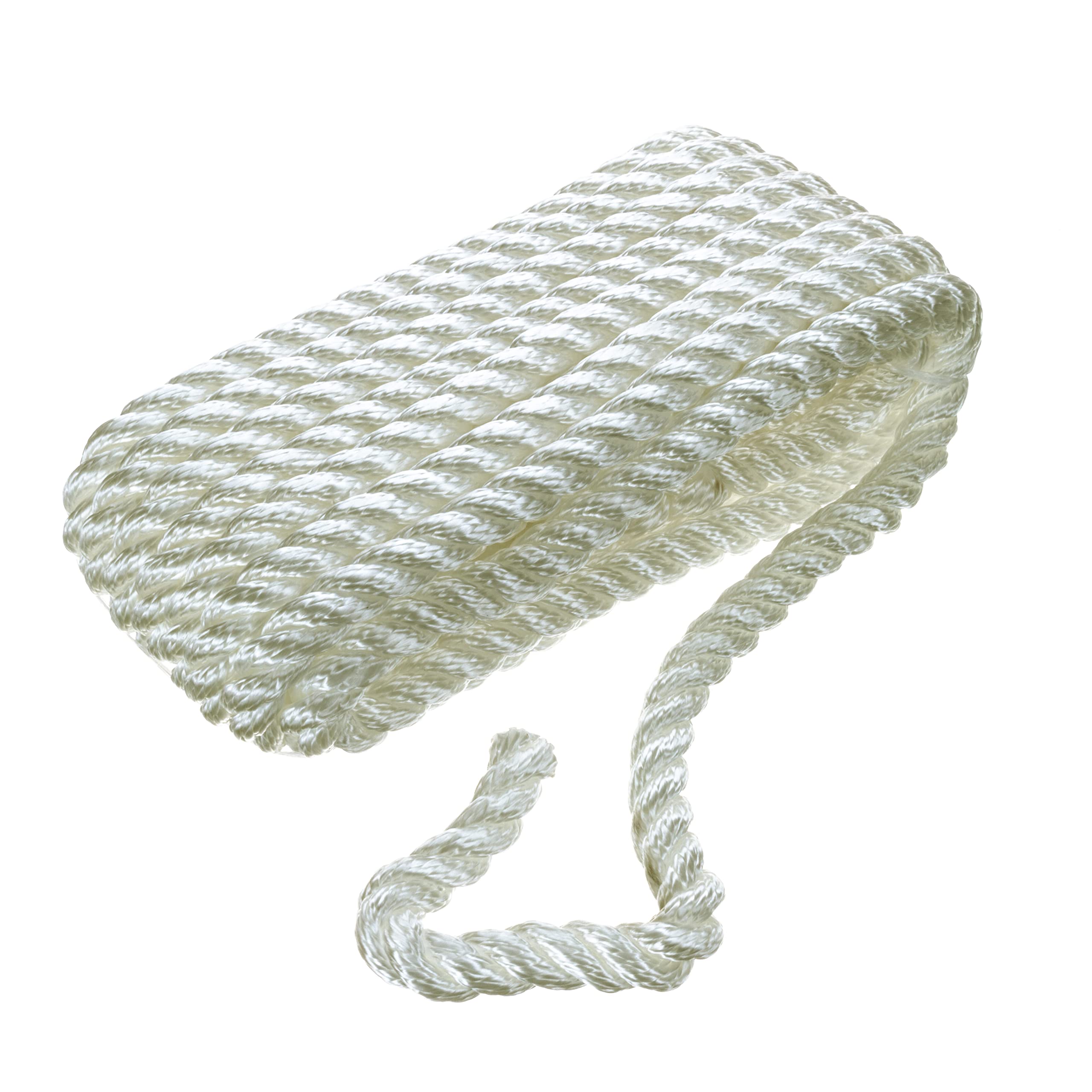 Seachoice 42631 3-Strand Twisted Nylon Dock Line, White, 3/4" x 25'