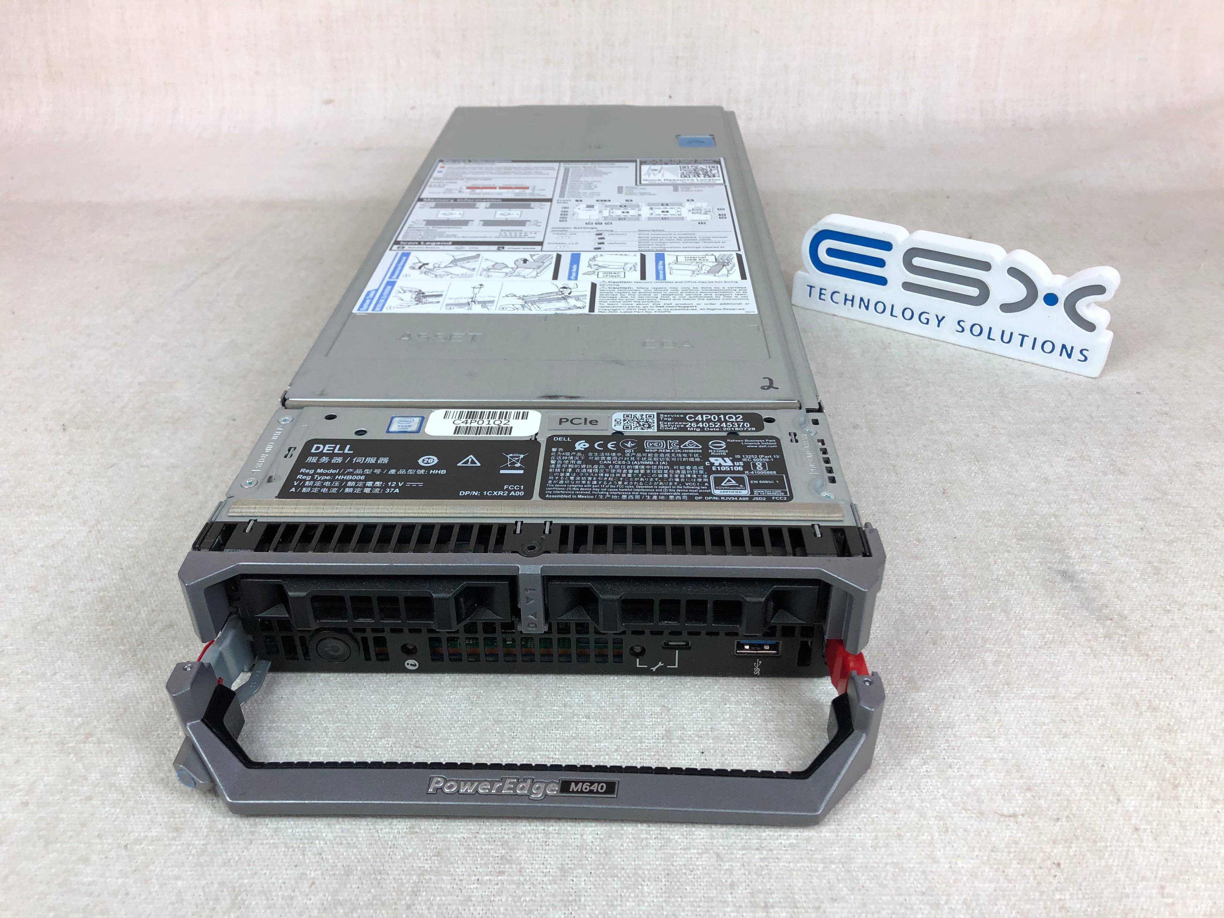 Dell PowerEdge M640 Blade Server - 2x 4C Gold 5222 3.8GHz, 768GB, 2x 480GB SSD