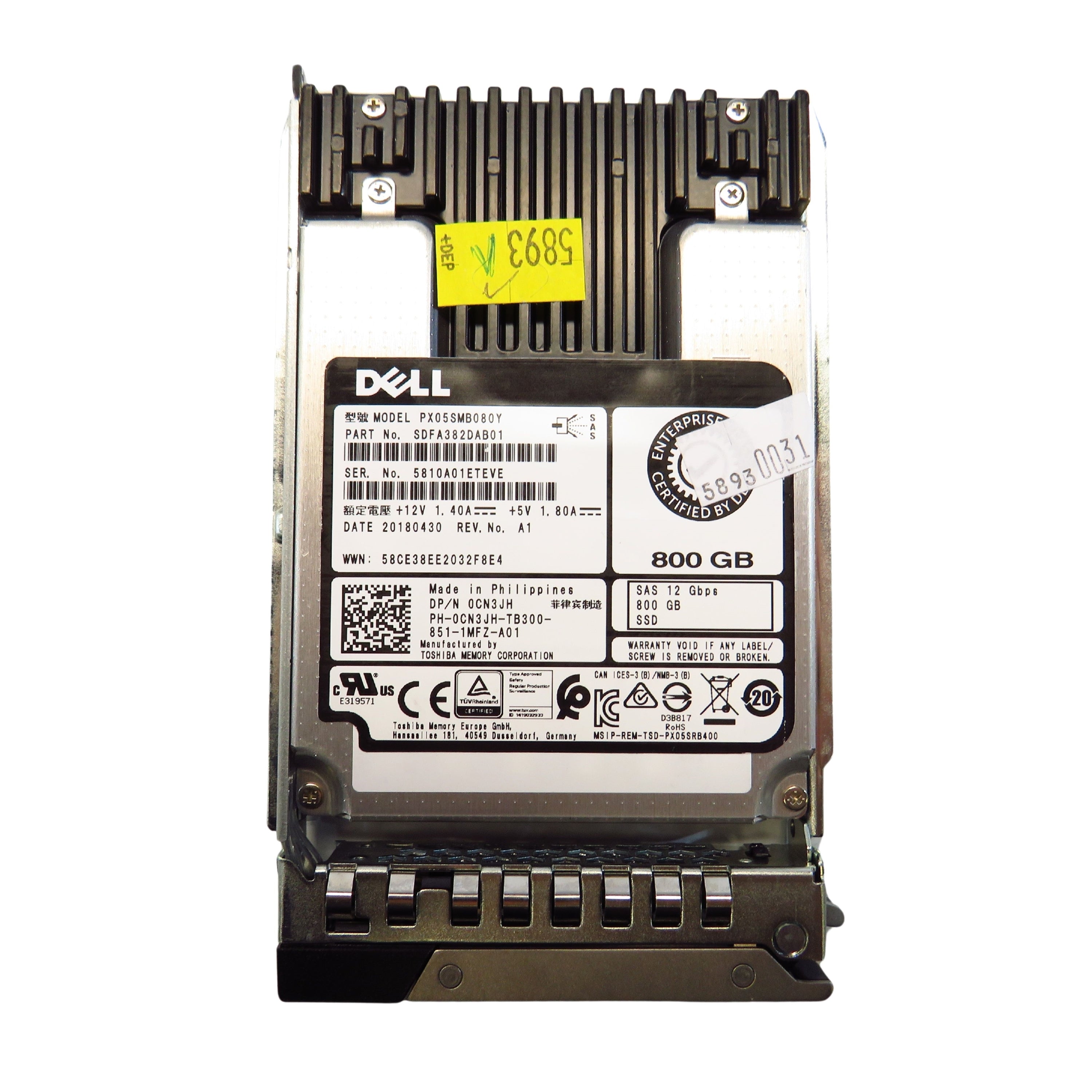 Dell CN3JH 800GB 2.5" SAS 12Gbps MLC SSD Solid State Drive (Refurbished)