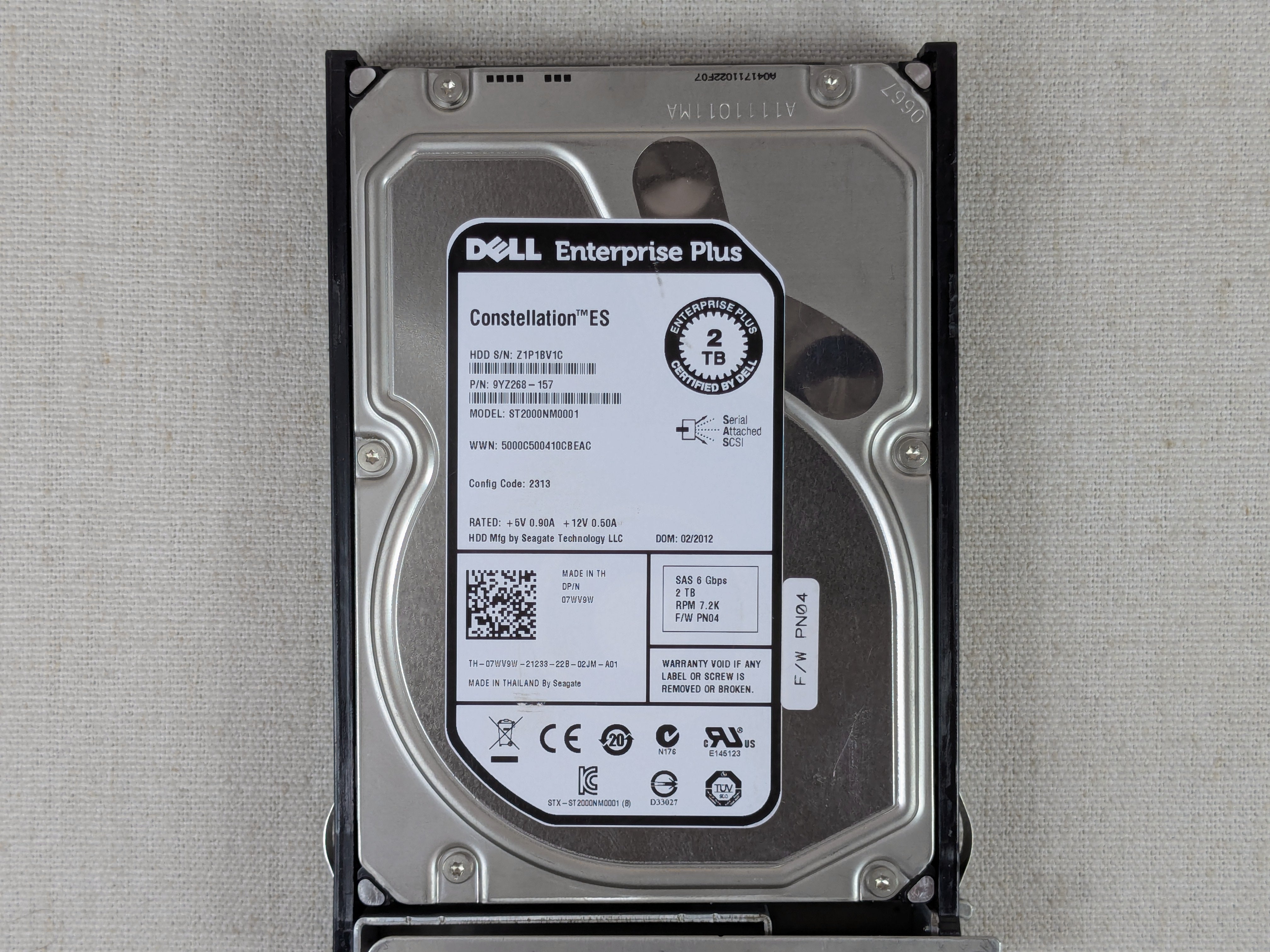 Dell EqualLogic 7WV9W 2TB 7.2k 6Gb/s 3.5” SAS Hard Drive ST2000NM0001