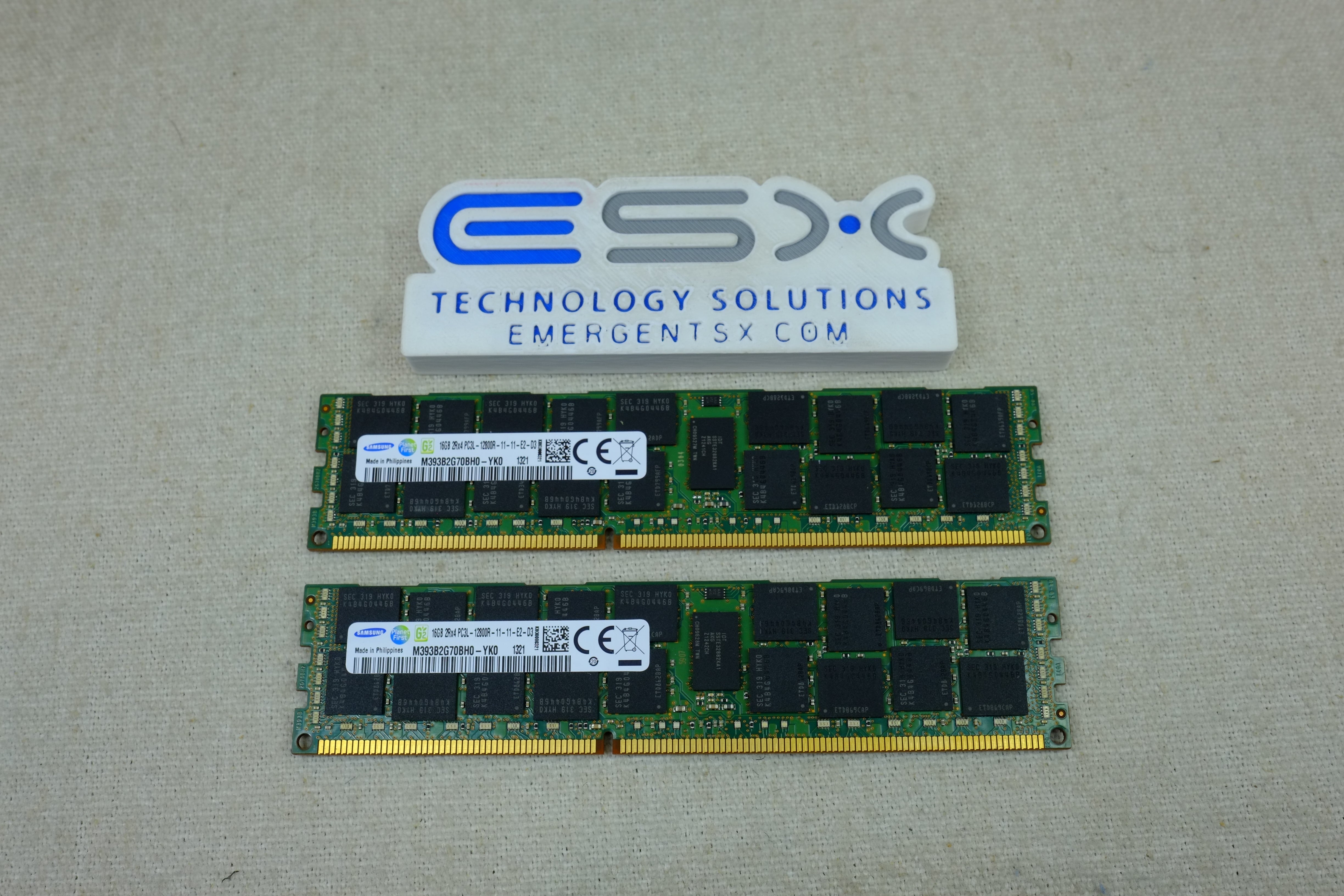 Lot of 2 M393B2G70BH0-YK0 16GB 2Rx4 PC3L-12800R ECC DDR3 Server Memory