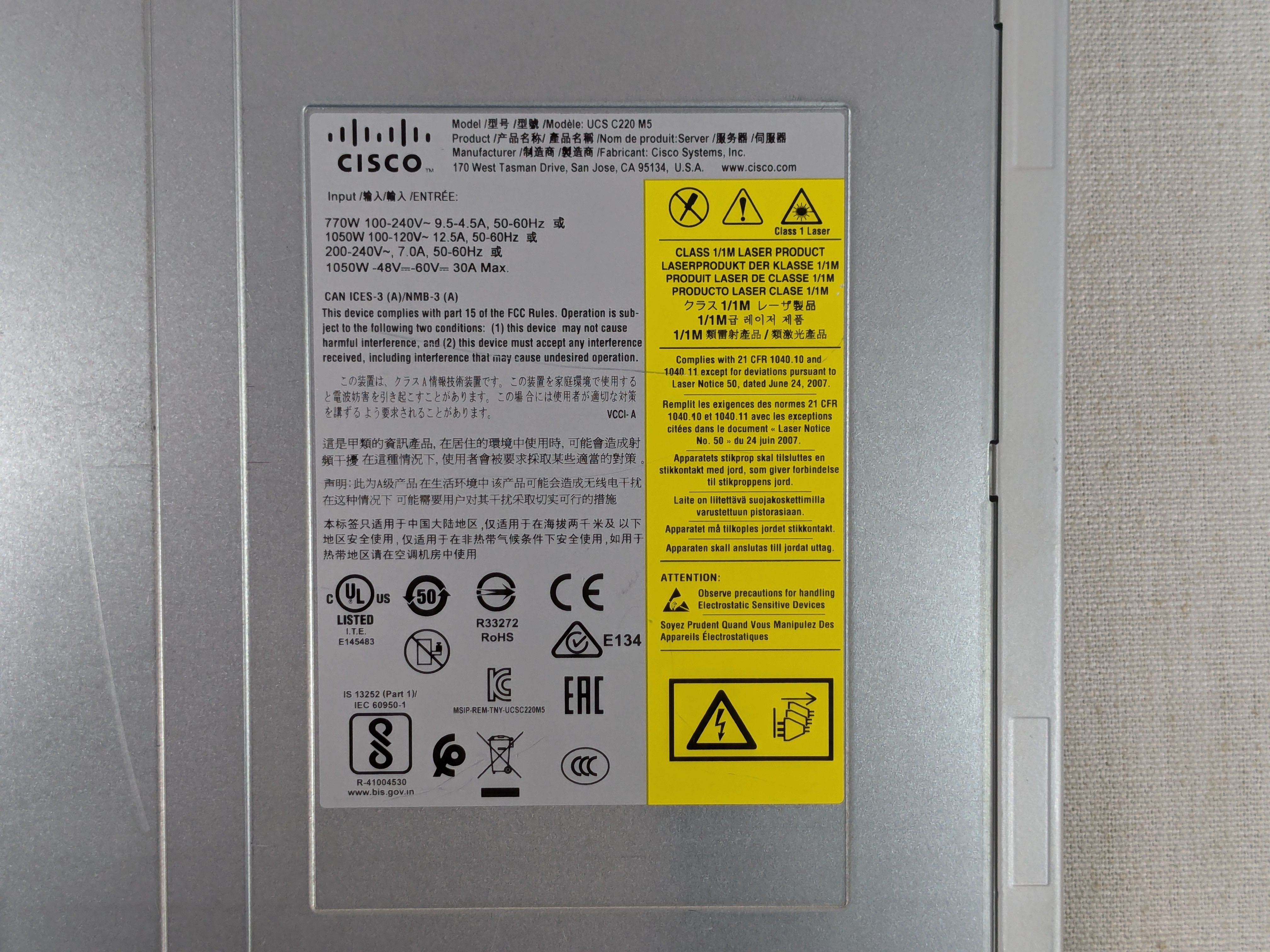 Cisco UCSC-C220-M5L 4x 3.5” Server – 2x 10C Silver 4210 2.2GHz, 128GB, 4x 8TB