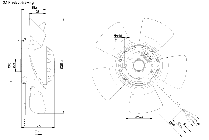 A2D210-AA10-17 Ebmpapst  Axial Fan 400V 0.2A For Siemens Servo Motor Cooling Fan
