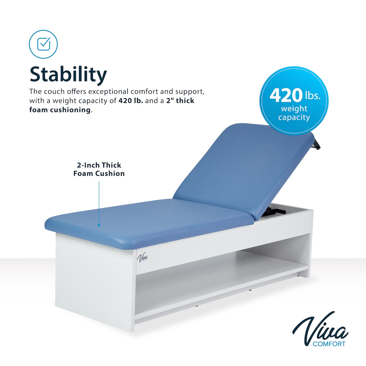 Lucas Plus Recovery Couch w/ Shelf, Adjustable Back & Antimicrobial Upholstery