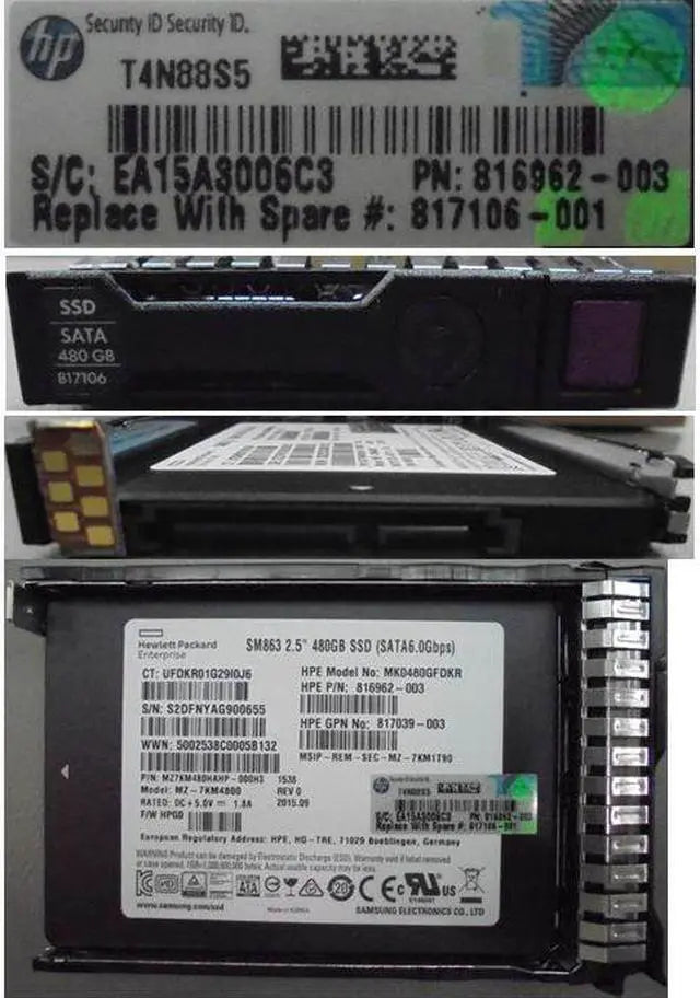 817106-001 HPE Sub PN SEALED HPE 480GB SATA 6G MU-3 SFF SC SSD