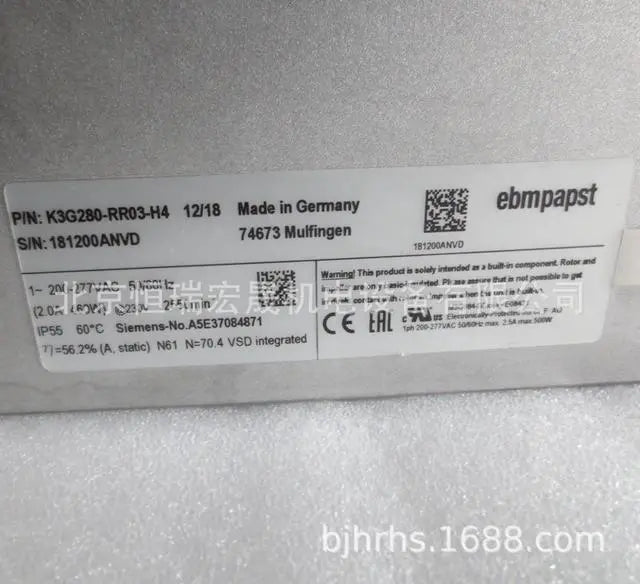 Alt view image 3 of 3 - Centrifugal fan K3G280-RR03-H4 K3G280-RR04-H9 Germany ebmpapst motor fan