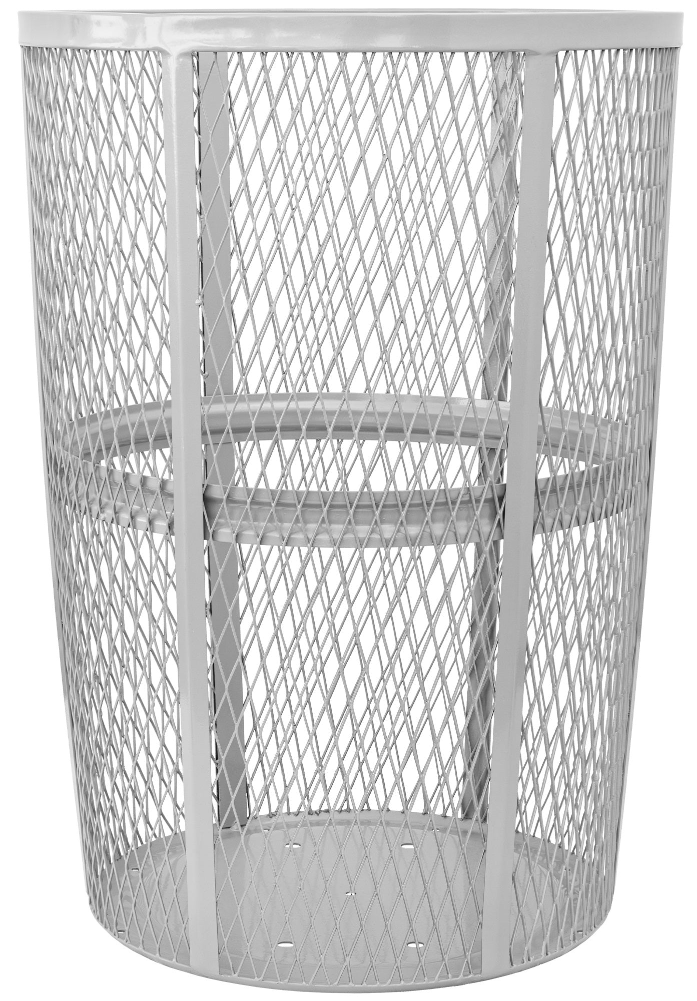 48-Gallon Outdoor Metal Mesh Waste Receptacle. Silver