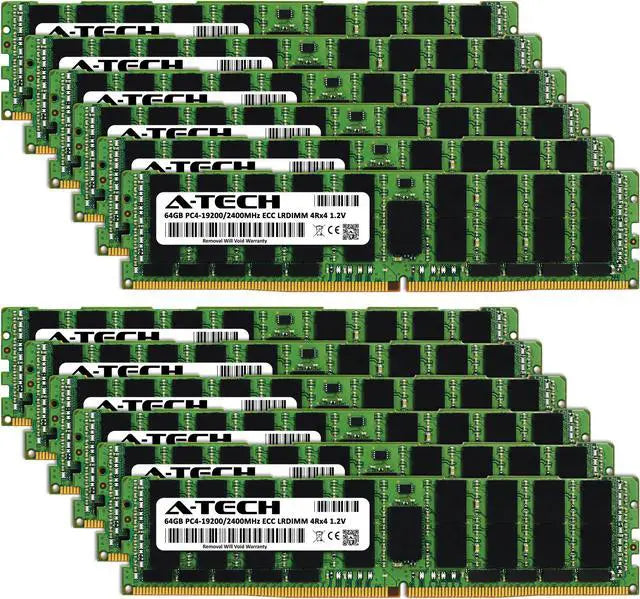 768GB (12x64GB RAM for Dell PowerEdge R430, R530, R630, R630 XL, R730, R730 XL, R730xd, R730xd XL, R830, R930 | 13th Gen. Rack Servers | DDR4 2400MHz ECC LRDIMM PC4-19200 4Rx4 Load Reduced Memory Kit