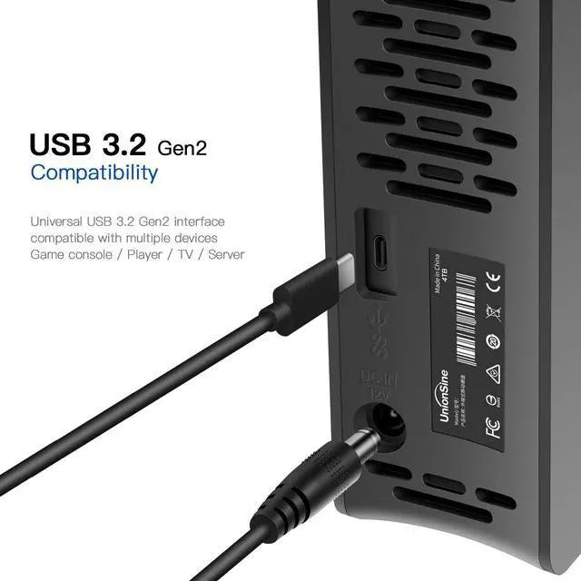 UnionSine 14TB 3.5" External Hard Drive USB3.2Gen2 Type-C HDD Storage Compatible for PC, Desktop, Laptop,TV(Black HD3510