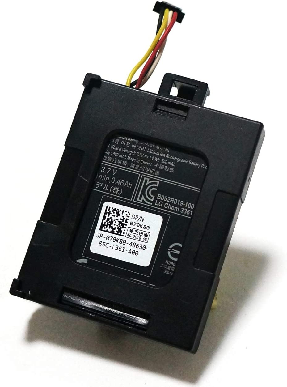 Bateria T40JJ Raid Controller Batería 70K80 H132V para Dell Perc H710 H710P H810 PowerEdge M620 R320 R420 R520 R620 R720 R820 T110 II T420 070K80 0H132V 0T40JJ - 3.6V 1.6Wh/460mAh