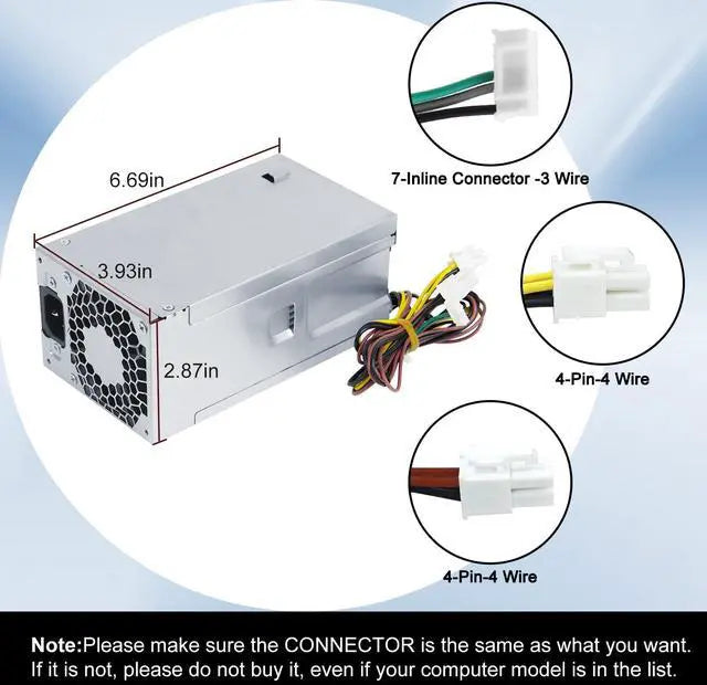 Alt view image 4 of 5 - LXun Upgraded D19-260P1A Power Supply 260W Power Supply Replacement L70041-002 PCG004 Compatible with HP prodesk 400 G7 480 G7 600 G6 800 G6 7-Inline Connector + 4-Pin*2
