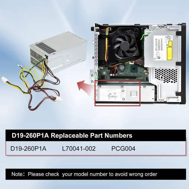 Alt view image 3 of 5 - LXun Upgraded D19-260P1A Power Supply 260W Power Supply Replacement L70041-002 PCG004 Compatible with HP prodesk 400 G7 480 G7 600 G6 800 G6 7-Inline Connector + 4-Pin*2