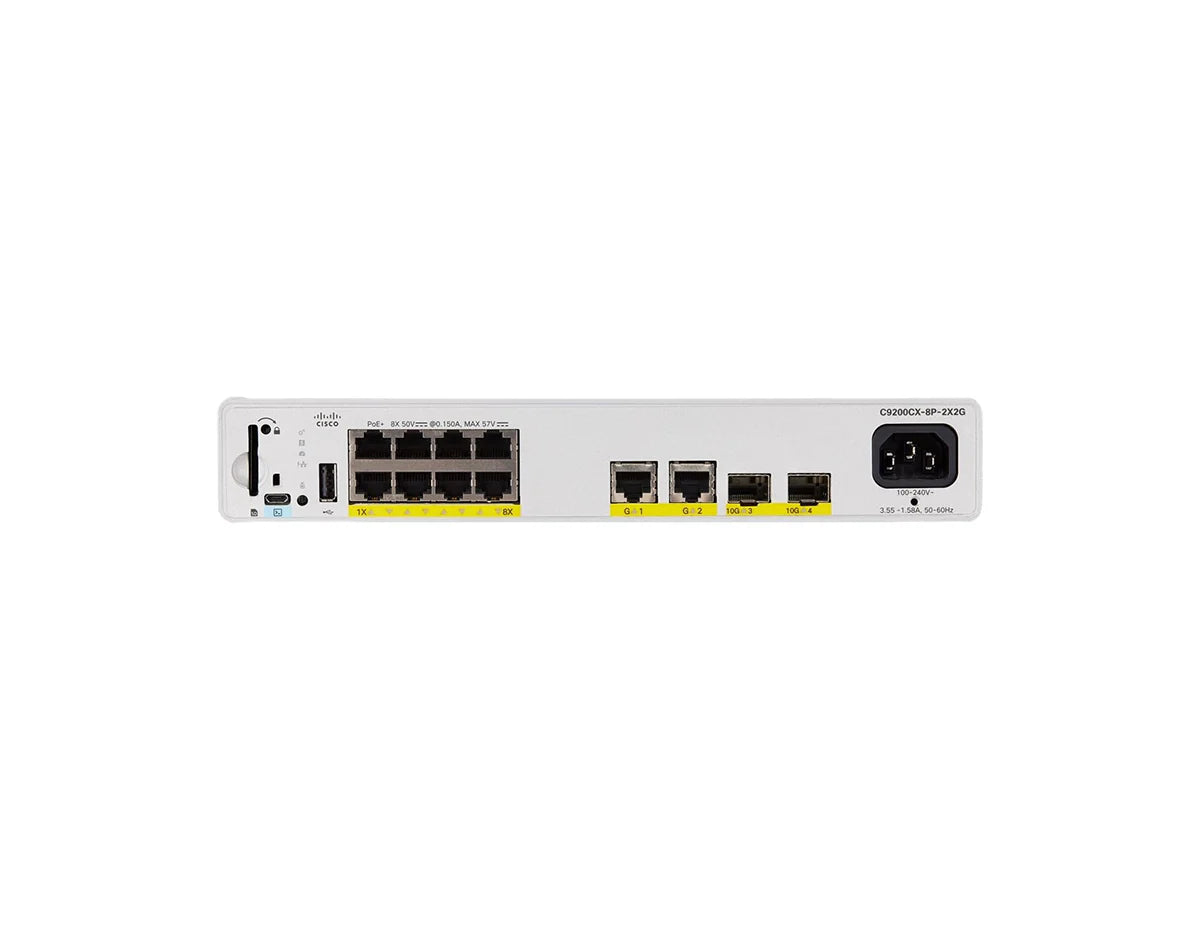 Cisco Catalyst C9200CX-12P-2X2G-A 12-Port PoE+ Compact Switch, 2x10G SFP+, Network Advantage